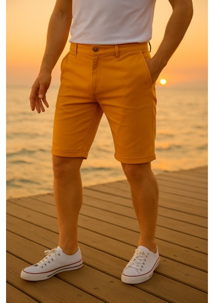 Hardal Renk Chino Erkek Şort