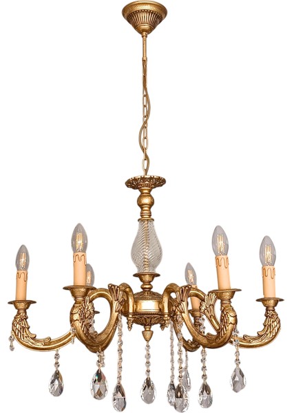 Rayen 6 Kollu Eskitme Gold Avize