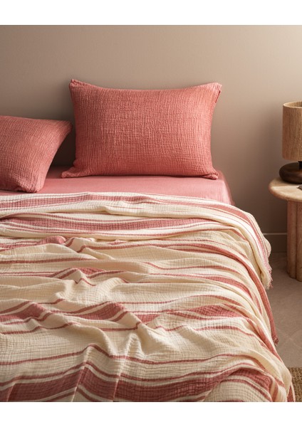 Clair Müslin Çift Kişilik %100 Pamuk Pike Takımı - Ekru/Kırmızı fiyatları