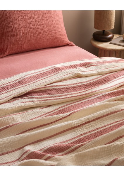 Clair Müslin Çift Kişilik %100 Pamuk Pike Takımı - Ekru/Kırmızı modelleri