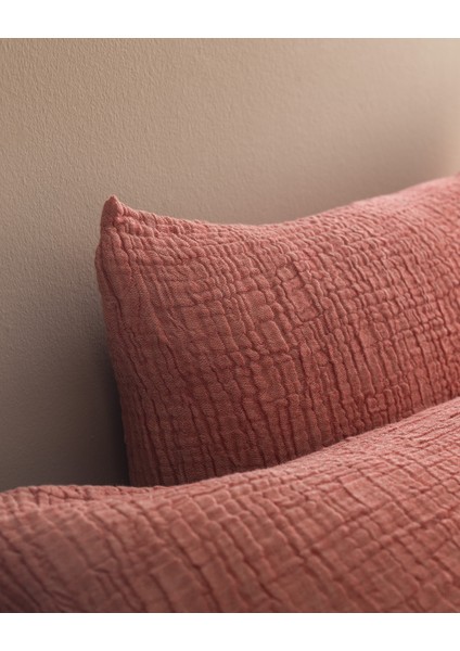 Clair Müslin Çift Kişilik %100 Pamuk Pike Takımı - Ekru/Kırmızı indirimleri