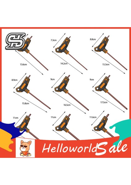 Helloworld Allen-Key 25 Derece Dönen Bilyalı Başlık Krom Vanadyum Alaşımlı Çelik Anahtar (Yurt Dışından)