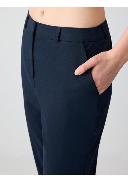 Lacivert Normal Bel Normal Paça Dokuma Gabardin Pantolon
