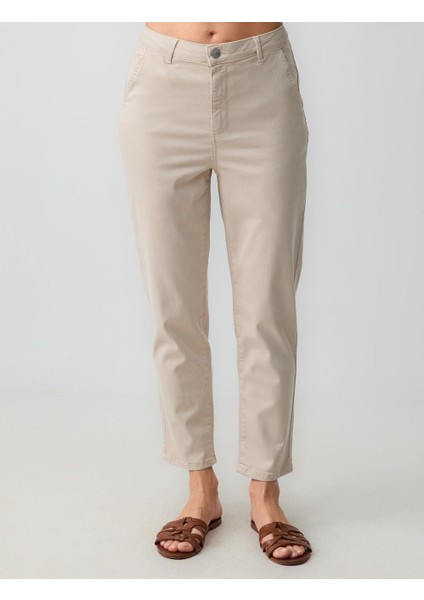 Taş Düz Kesim Yüksek Bel Normal Paça Yandan Cepli Dokuma Pantolon fırsatları