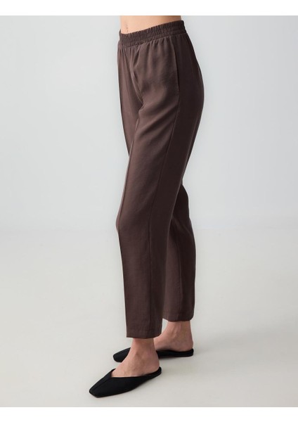 Acı Kahve Yüksek Bel Normal Paça Modal Dokuma Pantolon fırsatları