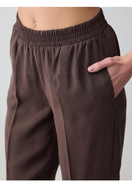 Acı Kahve Yüksek Bel Normal Paça Modal Dokuma Pantolon indirimleri