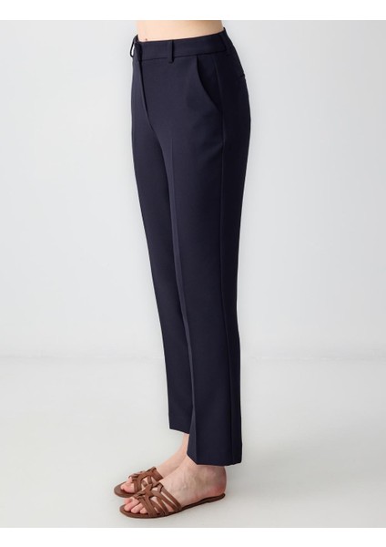 Lacivert Normal Bel Normal Paça Gabardin Dokuma Pantolon