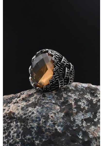 Zultanit Taşlı Mikro Taş Süslemeli 925 Ayar Gümüş Erkek Yüzüğü 901754 modelleri