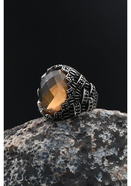 Zultanit Taşlı Mikro Taş Süslemeli 925 Ayar Gümüş Erkek Yüzüğü 901754 fırsatları