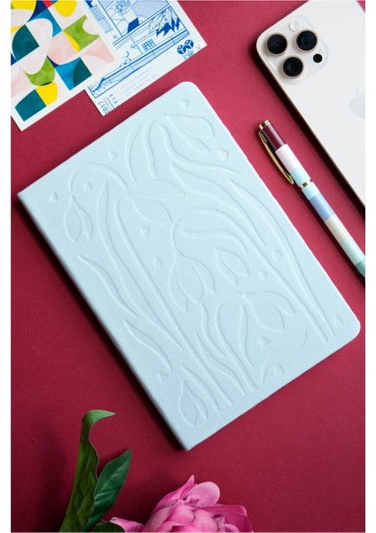 Sert Kapak Velvet Defter A5 100 Gr. 160 Sayfa Ivory. Çizgili. Açık Mavi