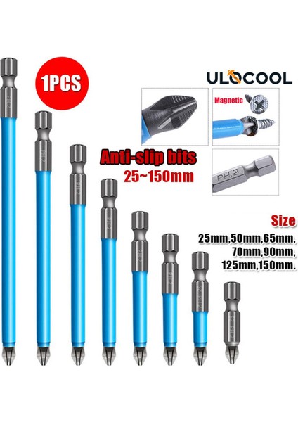 6.35MM Ph2 Kaymaz Manyetik Phillips Tornavida Uçları S2 Kaymaz Uzun Erişimli Elektrikli Tornavida Uçları 25 ~ 150MM Vida Altıgen Şaft Uçları Hassas Ph2 Tek Çapraz Kafa Uçları (Yurt Dışından)