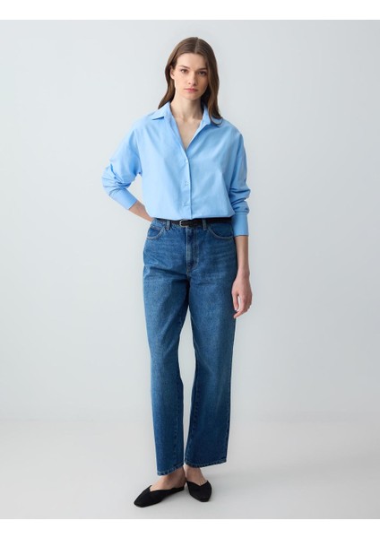 Mavi Rahat Kesim Uzun Kollu Dokuma Gömlek fiyatları
