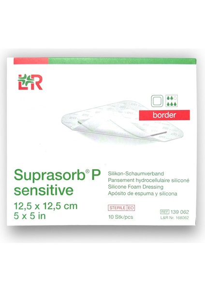 Suprasorb P Sensitive Border 5 Katmanlı Silikon Köpük Örtü 12,5 x 12,5 cm - Ref 139062 - 3 Adet