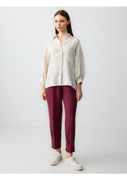 Taş Rahat Kesim Truvakar Kol Dokuma Keten Gömlek fiyatları