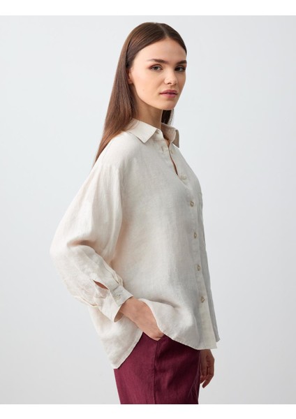 Taş Rahat Kesim Truvakar Kol Dokuma Keten Gömlek modelleri