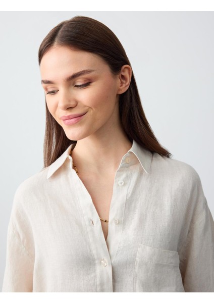 Taş Rahat Kesim Truvakar Kol Dokuma Keten Gömlek indirimleri