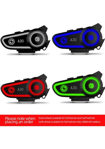 A30 Motosiklet Kask Kulaklık Intercom Işıklı 2 Eşleşme Özellikli