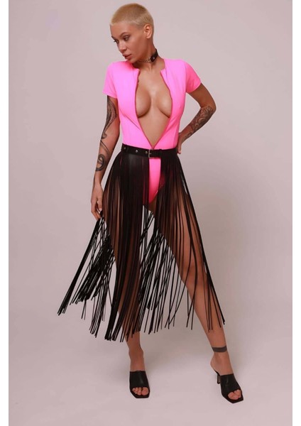 Deri Püsküllü Etek, Ince Püsküllü Boy Etek, Şık Deri Etek Harness - BRF1088 modelleri