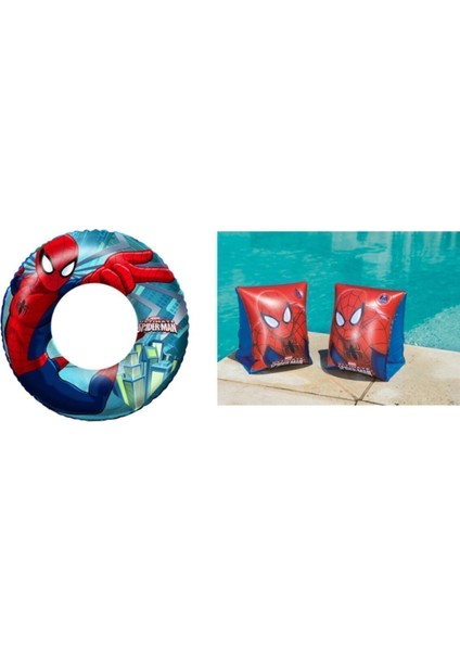 Spiderman Şişme Simit 56 Cm Ve Spiderman Şişme Kolluk 23 X 15 Cm