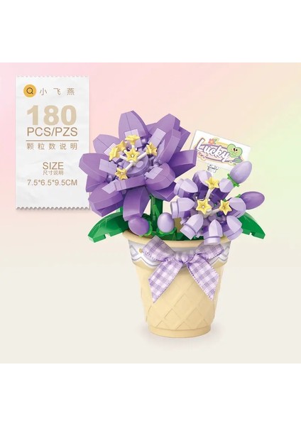 Moc Sevimli Buket Çiçekler Etli Flowerpot Bitki Kar Lotus Gül Zambak Modeli Yapı Taşları Setler Tuğla Oyuncak Şehir Color: Kutu Yok 180PCS (Yurt Dışından)