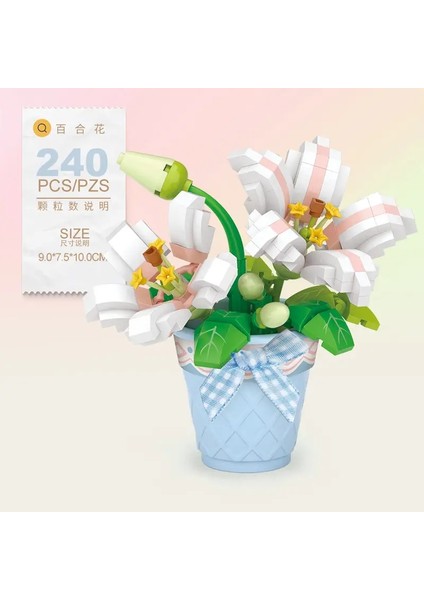 Moc Sevimli Buket Çiçekler Etli Flowerpot Bitki Kar Lotus Gül Zambak Modeli Yapı Taşları Setler Tuğlalar Oyuncak Şehir Renk: Yok 240PCS (Yurt Dışından)