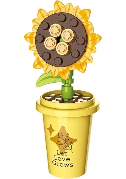 Mikro Yapı Taşları Çiçek Oyuncakları Diy Ev Masası Fabrikası Serisi Dekorasyon Saksı Simüle Edilmiş Flowermodel Set Çocuk Oyuncakları Hediyeler Renk: Ayçiçeği (Yurt Dışından)
