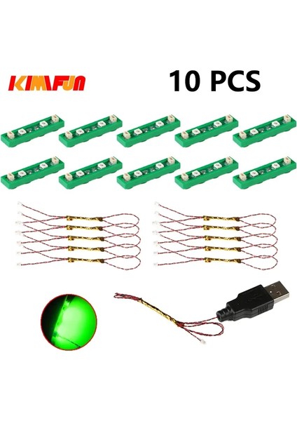 10PCS 0.8mm Pin Rgb LED Yapı Taşları USB Lambası Dıy Street Light City Elektrikli Dekorat 1x1 Tuğla Oyuncak Uyumlu Tüm Markalar Renk: 10PCS1220221-G (Yurt Dışından)