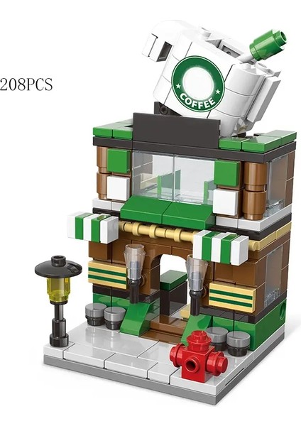 City Mini Mağaza Süpermarket Street View Model Yapı Taşları Hamburger Restoran Perakende Mağaza Tuğlaları Mimarlık Arkadaşı Girlcolor: 8755-6 Kutu Yok (Yurt Dışından)