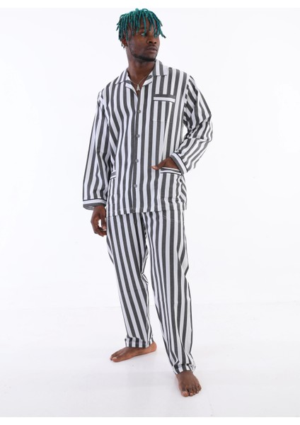 4007 Uzun Kol Çizgili Gaffur Erkek Pijama Takım modelleri