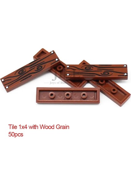 50PCS Moc Fayans 1x4 1x3 Tablet Ahşap Taneli Tehlike Çizgileri Desen Diy Yapı Taşları Tuğlalar 2431 63864 Renk: 1X4BROWN 50PCS ile Uyumlu (Yurt Dışından)