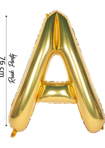 Folyo Balon A Harfi Helyum Balon 76 cm Gold Renk - A Harf Balon - Harf Folyo Balon - 34 Inch