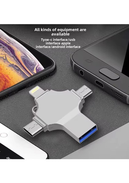 Otg 4in1 Cep Telefonu Çok Fonksiyonlu USB Flash Bellek 128 GB Type-C, Micro Sd ve Kart Okuyucu