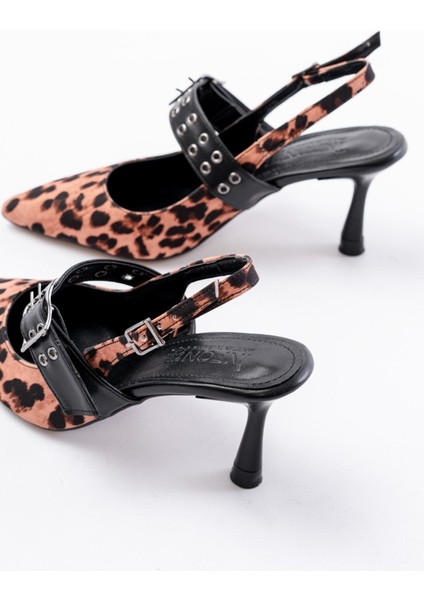 İNF-260 Gümüş Simli Günlük Arkası Açık Baret Tokalı Topuklu Bayan Ayakkabı indirimleri