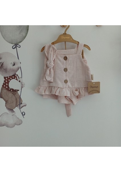 Bandanalı Kız Bebek Şort Takım