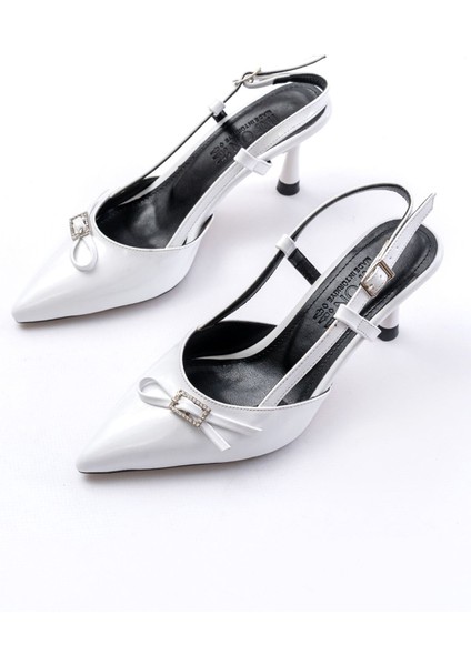 İNF-2300 Pembe Rugan Günlük Arkası Açık Fiyonklu Topuklu Bayan Ayakkabı indirimleri