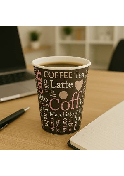 Karton Bardak 7oz Baskılı Kahverengi 25li fırsatları