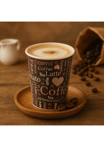 Karton Bardak 7oz Baskılı Kahverengi 25li indirimleri