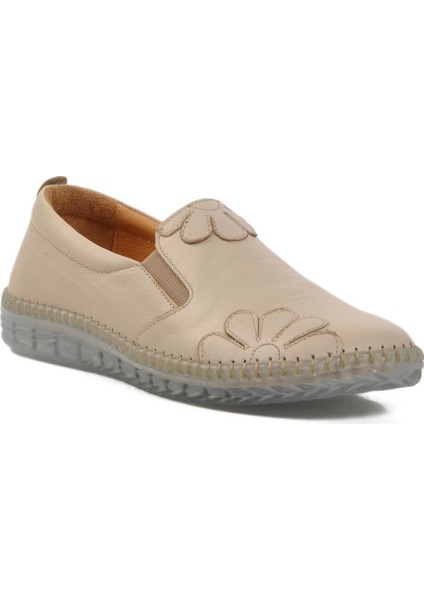 04035 Z Bej Deri Kadın Günlük Ayakkabı