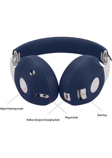 Beats Studio Pro Için Silikon Kapak Kulak Yastığı Kulak Yastığı (Koyu Mavi) (Yurt Dışından)