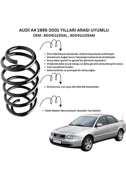 1995-2000 Audi A4 Için Standart Yay ST102004F - 2 Adet Arka Helezon Yay Takımı