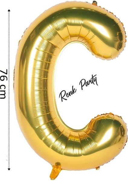 Folyo Balon C Harfi Helyum Balon 76 cm Gold Renk - C Harf Balon - Harf Folyo Balon - 34 Inch