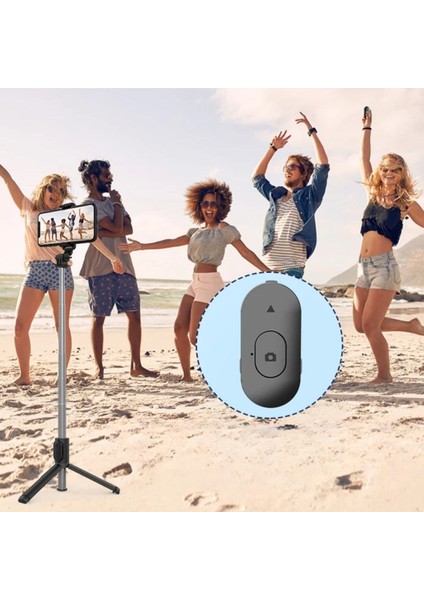® Masaüstü Tripod Olabilen Telefon Tutuculu Kablosuz Kumandalı Selfie Çubuğu