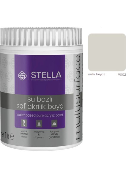 Su Bazlı Saf Akrilik Boya Antik Beyaz RAL-9002 1l