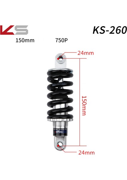KS-260 150MM 750P Tarzı Ks Yaylı Amortisör Dağ Bisikleti Arka Şoklar mm Katlanabilir Bisiklet Elektrikli Scooter Şok Emici (Yurt Dışından)