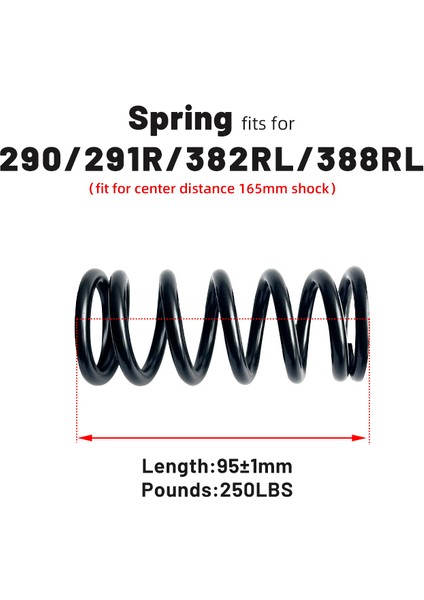 95MM-250LBS Tarzı Tayvan Exa R ve Dnm Dv-22 DV-22AR Scooter Bisiklet Arka Şok Emici Özel Yay (Yurt Dışından)