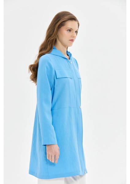 Kapişonlu Fermuar Kapamalı Giy Çık Tunik Mavi modelleri