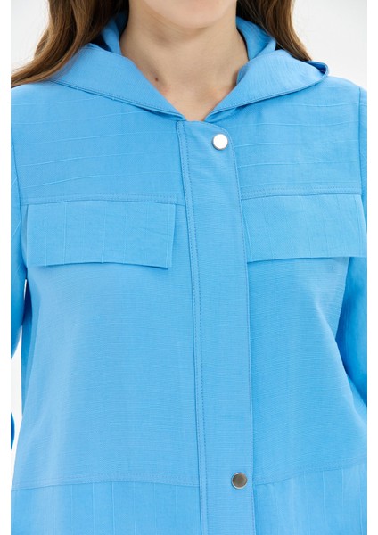 Kapişonlu Fermuar Kapamalı Giy Çık Tunik Mavi indirimleri