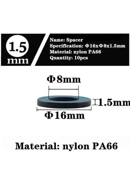 1.5mm Ara Parça 10 Adet Stil M6&φ8 Scooter Paten Elektrikli Bisiklet Amortisör Civata Somun Aksesuarları (Yurt Dışından)