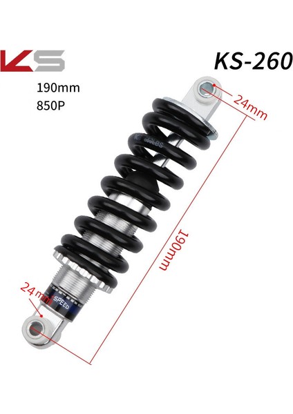 KS-260 190MM 850P Tarzı Ks Yaylı Amortisör Dağ Bisikleti Arka Şoklar mm Katlanabilir Bisiklet Elektrikli Scooter Şok Emici (Yurt Dışından)