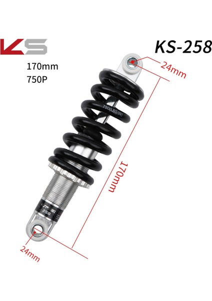 KS-258 170MM 750P Tarzı Ks Yaylı Amortisör Dağ Bisikleti Arka Şoklar mm Katlanabilir Bisiklet Elektrikli Scooter Şok Emici (Yurt Dışından)